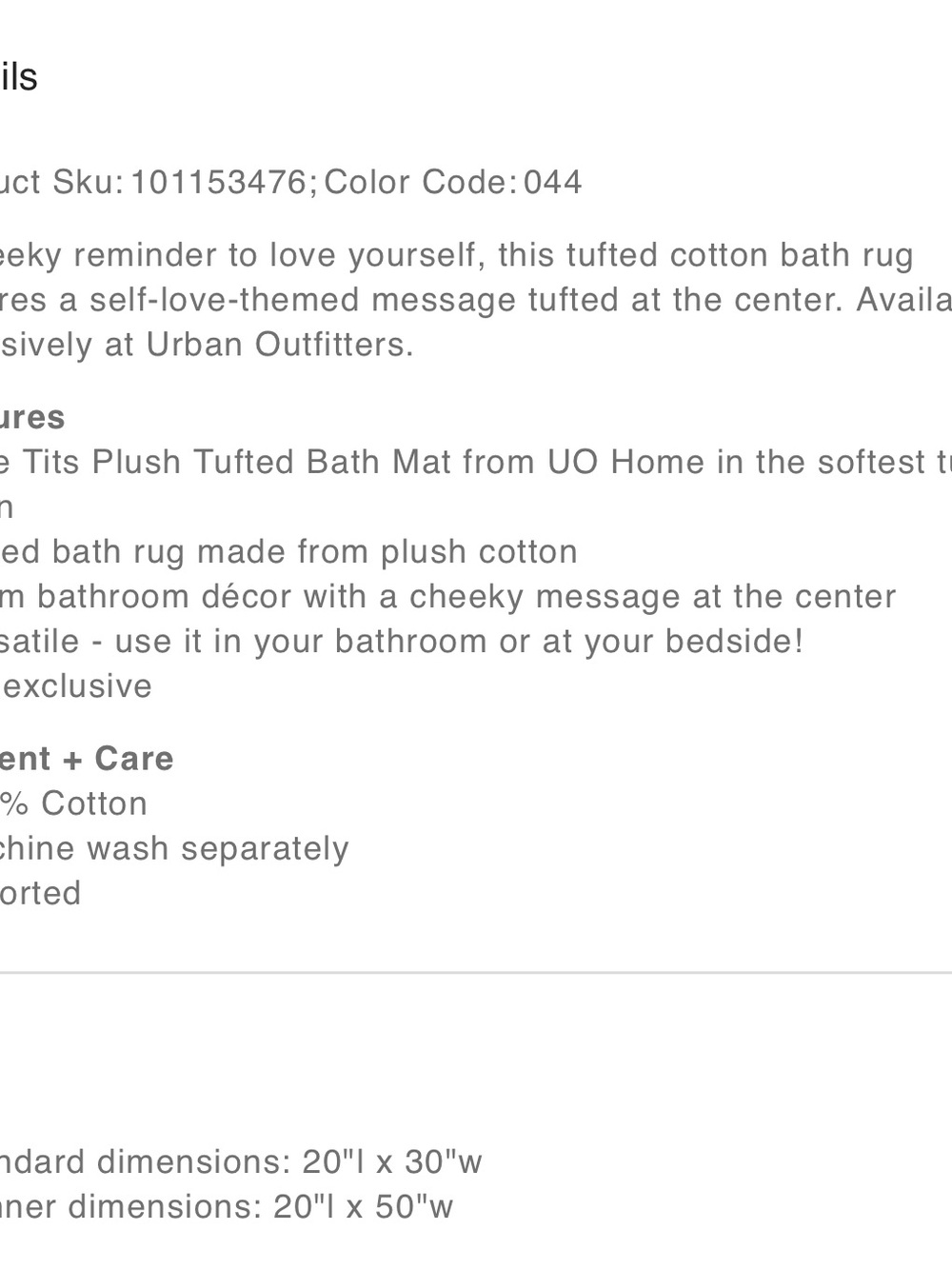 Urban Outfitters Pink Bath Mat with Bold Red Lettering Area rug carpet bathroom - Picture 3 of 3